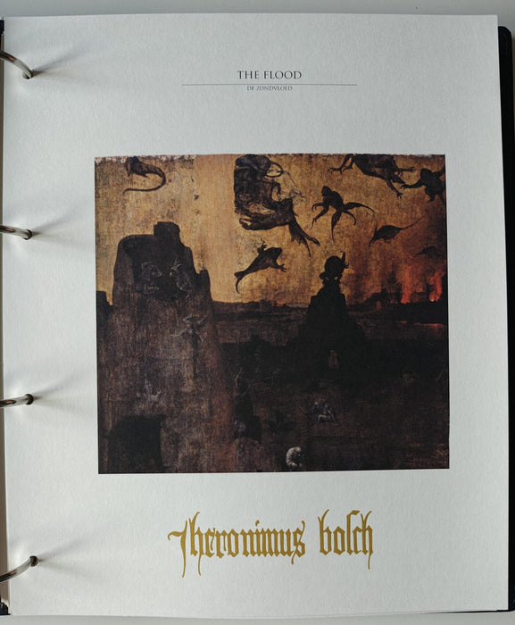 Album/Enciclopedie Hieronymus Bosch tematica ARTA, PICTURA, RELIGIE, EZOTERISM contine aproximativ 100 serii, blocuri ilustrate si maxicarduri in posete de plastic, cu picturi celebre . SUPERB!! Albumul are coperti si caseta din piele.