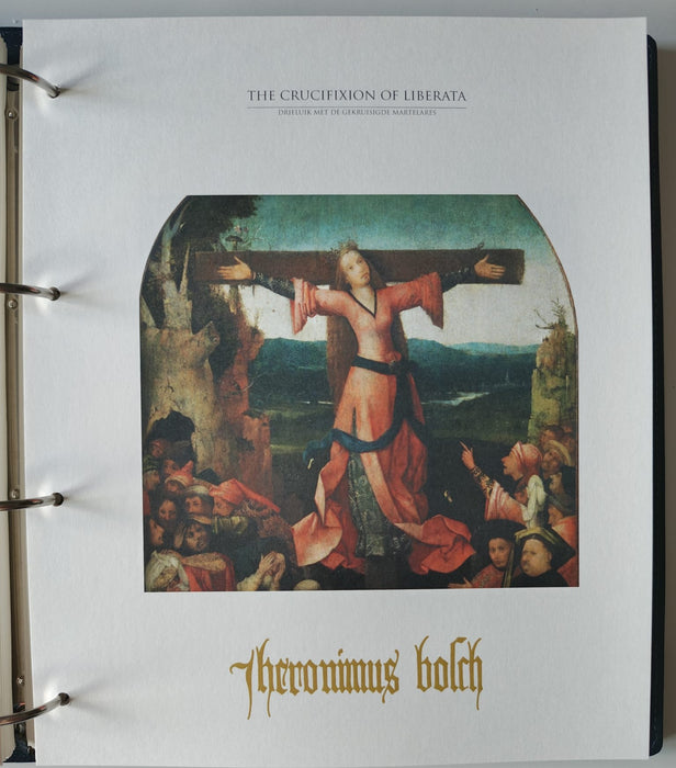 Album/Enciclopedie Hieronymus Bosch tematica ARTA, PICTURA, RELIGIE, EZOTERISM contine aproximativ 100 serii, blocuri ilustrate si maxicarduri in posete de plastic, cu picturi celebre . SUPERB!! Albumul are coperti si caseta din piele.