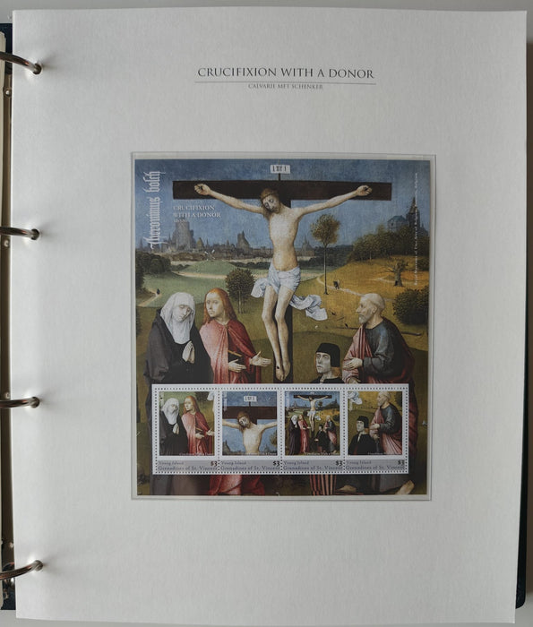 Album/Enciclopedie Hieronymus Bosch tematica ARTA, PICTURA, RELIGIE, EZOTERISM contine aproximativ 100 serii, blocuri ilustrate si maxicarduri in posete de plastic, cu picturi celebre . SUPERB!! Albumul are coperti si caseta din piele.