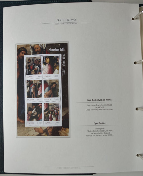 Album/Enciclopedie Hieronymus Bosch tematica ARTA, PICTURA, RELIGIE, EZOTERISM contine aproximativ 100 serii, blocuri ilustrate si maxicarduri in posete de plastic, cu picturi celebre . SUPERB!! Albumul are coperti si caseta din piele.