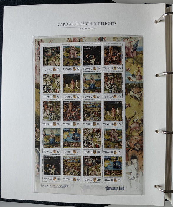 Album/Enciclopedie Hieronymus Bosch tematica ARTA, PICTURA, RELIGIE, EZOTERISM contine aproximativ 100 serii, blocuri ilustrate si maxicarduri in posete de plastic, cu picturi celebre . SUPERB!! Albumul are coperti si caseta din piele.