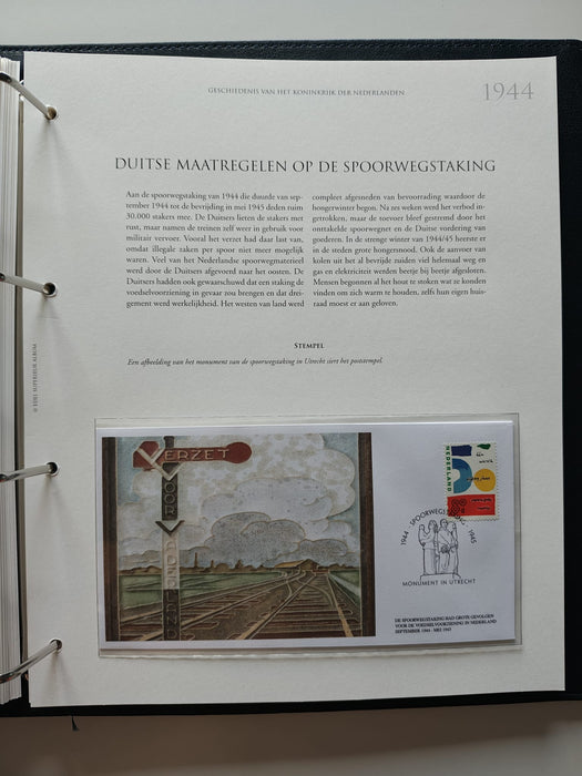 Album/Enciclopedie tematica CRUCEA ROSIE, AL II-lea RAZBOI MONDIAL (WWII), ANIVERSARI, PERSONALITATI contine in jur de 100 plicuri filatelice ilustrate in posete de plastic. Albumul are coperti si caseta din piele.