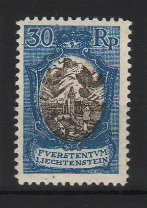 Liechtenstein 1925 Definitive Stamp: Landscape and Buildings Mi. 70 Eur