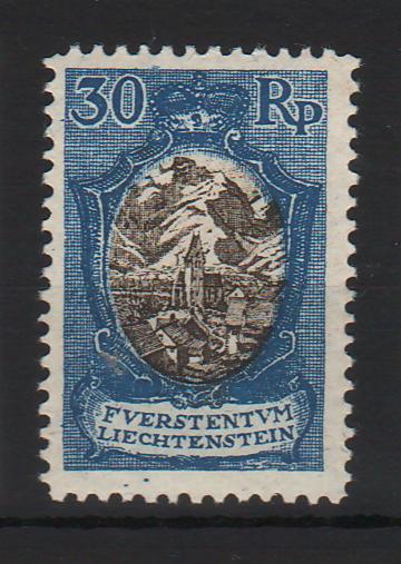 Liechtenstein 1925 Definitive Stamp: Landscape and Buildings Mi. 70 Eur