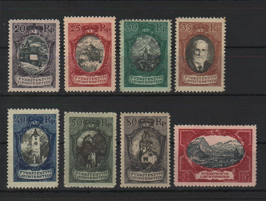 Liechtenstein 1921 Definitive Stamps: Landscapes, Buildings and Prince Johann II Mi. 800 Eur
