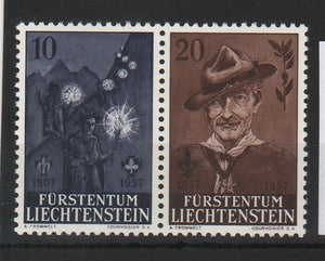 Liechtenstein 1957 50th Anniversary of the Boy Scouts and Girl Guides; Centenary of the Birth of Robert Baden-Powell Mi. 5,5 Eur