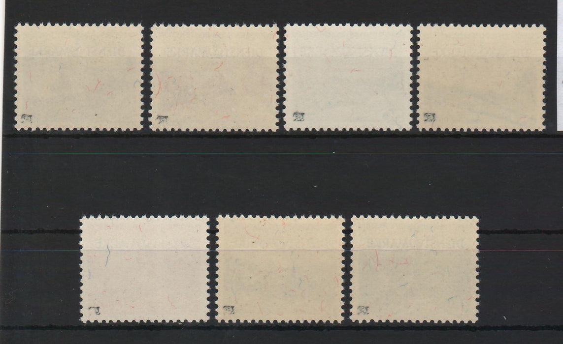 Liechtenstein 1947 Official Stamps Definitive Stamps Mi.No. 225-226, 228, 230, 232, 235 and 237 with lettering "DIENSTMARKE" Mi. 50 Eur