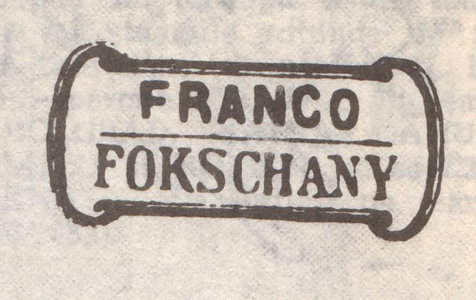 Romania 1861 Cap de bour emisiunea a II-a 40PAR albastru-verzui, tipar ancrasat pe fragment stampila FRANCO FOKSCHANY