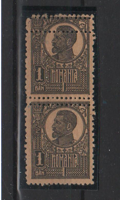 Romania 1919 Ferdinand uzuale bust mare 1Ban EROARE dubla dantelura