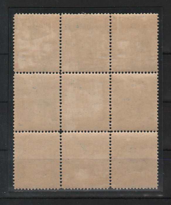 Romania 1893-98 Carol I - Spic de grau, filigran PR bloc x9 5B cu EROARE 25B