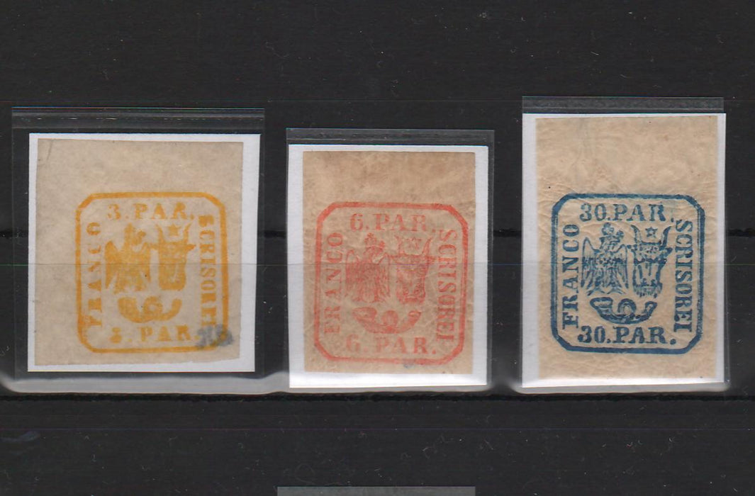 Romania 1862 Principatele Unite tipar de mana serie completa 30PAR hartie normala semnat L. PASCANU, K. DRAGOMIR