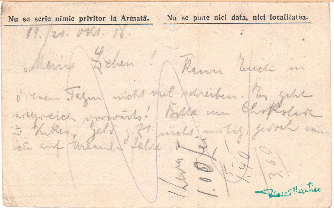 Romania Carte postala militara Ferdinand Tipografiate Armata de Operatiuni