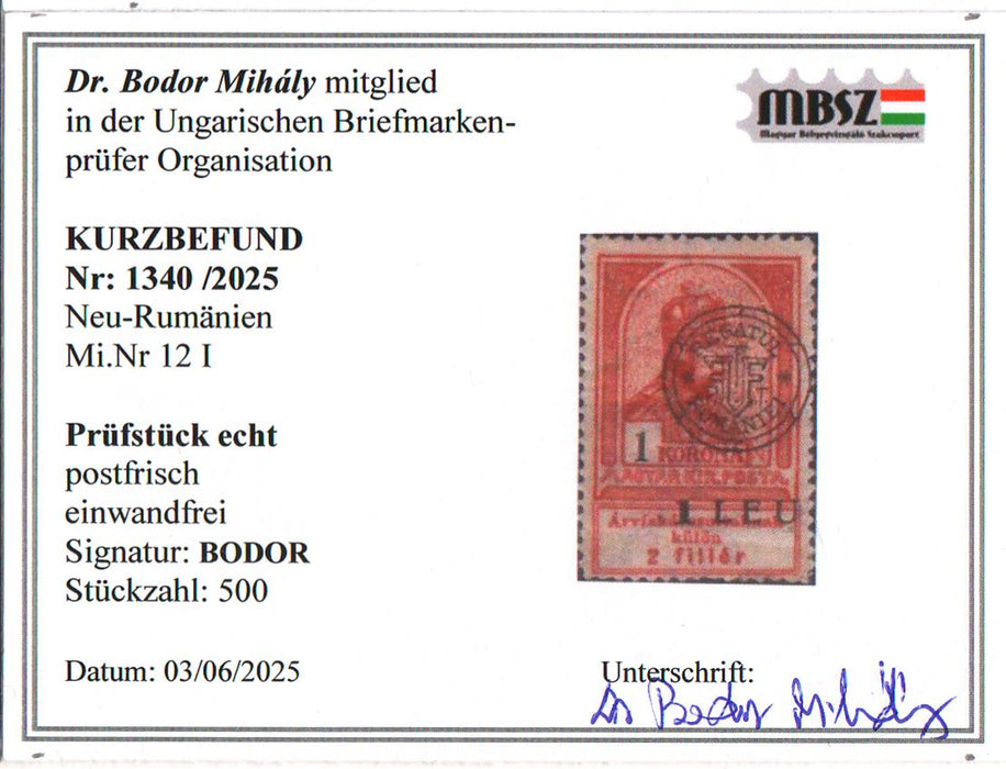 Romania 1919 Emisiunea Cluj Inundatia serie completa poanson si certificate de autenticitate Bodor Michel 750EUR