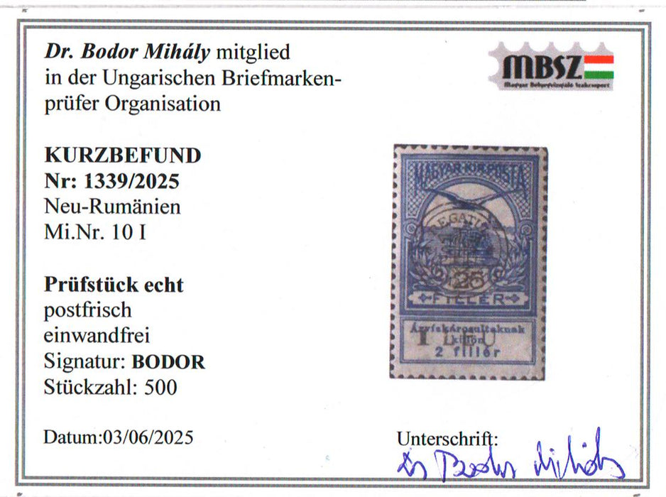 Romania 1919 Emisiunea Cluj Inundatia serie completa poanson si certificate de autenticitate Bodor Michel 750EUR