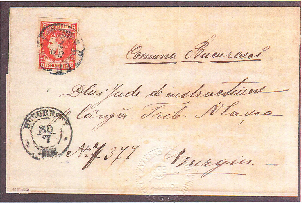 Scrisoare francata Carol I favoriti 18B rosu. Certificat autenticitate CHERATA (citeste pentru detalii), semnat Heimbuchler