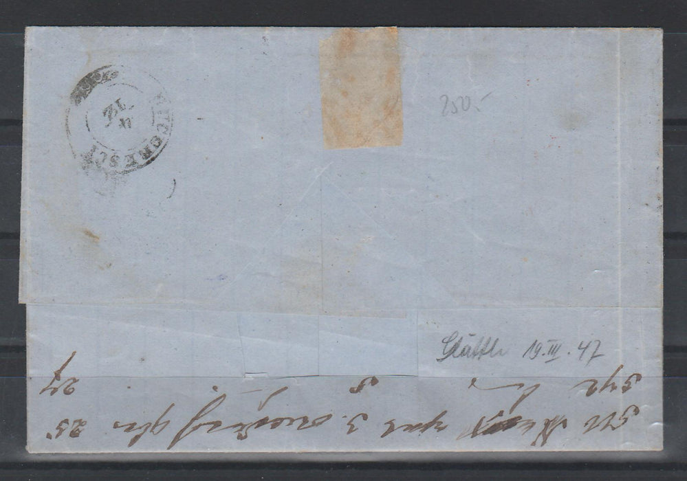 Scrisoare francata Carol I favoriti 20PAR hartie subtire. Certificat autenticitate CHERATA (citeste pentru detalii)