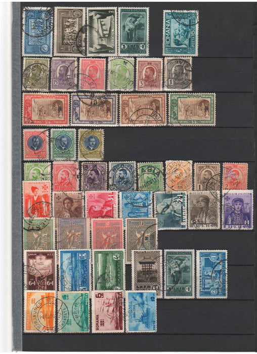 Romania, lot serii complete stampilate. Paris, Bucuresti I si II, Vulturi stema, h. alba, colorata, Cifra stema, fara filigran, Spic PR, Caisorii, Efigii (varietate) etc.