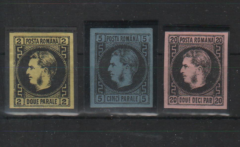 Romania 1867 serie Carol I cu favoriti, hartie subtire