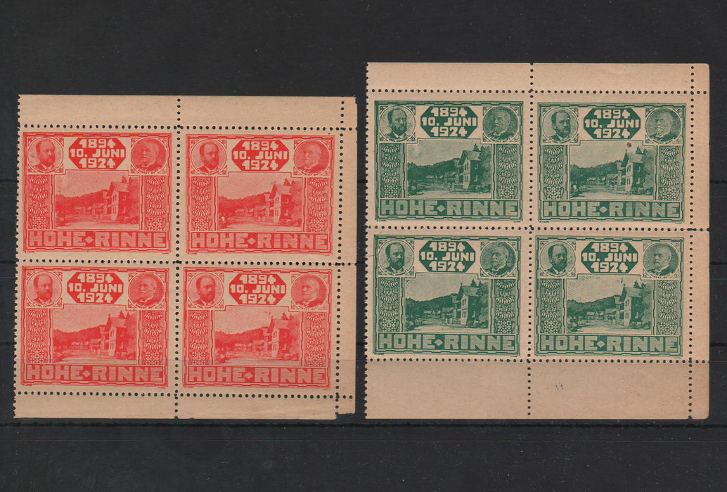 Romania 1924 HOHE RINNE - Jubileul Paltinis bloc x4 margine