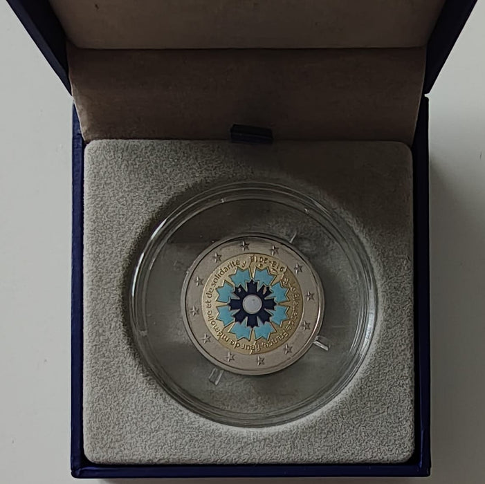 Franta 2018 Moneda comemorativa 2 EUR 100 de ani de la sfarsitul primului razboi mondial Le Bleuet de France tiraj 10000