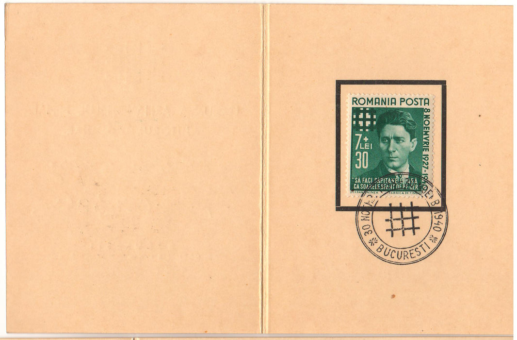 Romania 1940 Carnet Codreanu stampila BUCURESTI 30 Noiembrie 1938 - 30 Noiembrie 1940