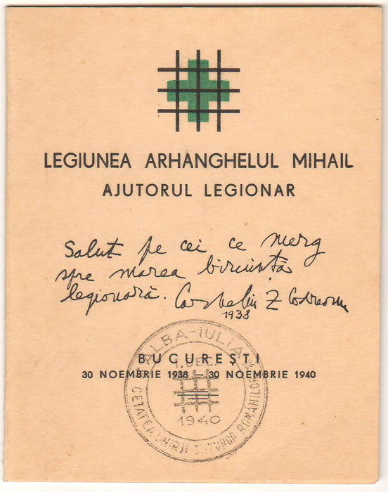 Romania 1940 Carnet mic Codreanu PA stampila ALBA-IULIA