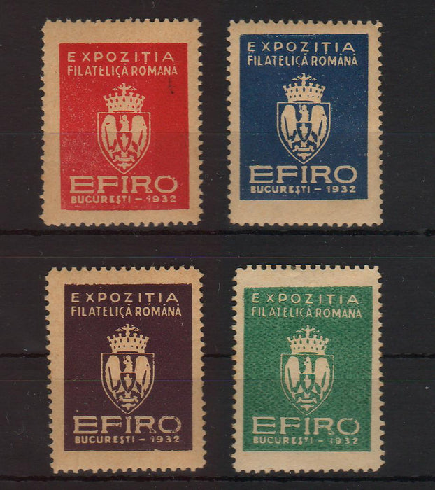 Romania 1932 Expozitia filatelica EFIRO serie vignete, valoarea rosie cu Abklatsch