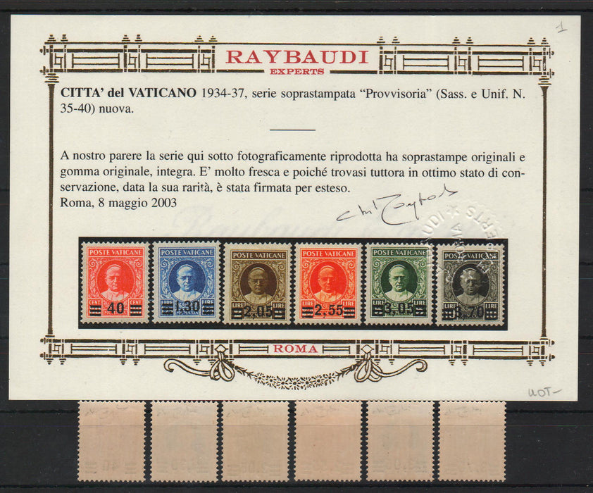 Vatican 1934 Definitive Stamps: Pope Pius XI overprint of the new denomination
