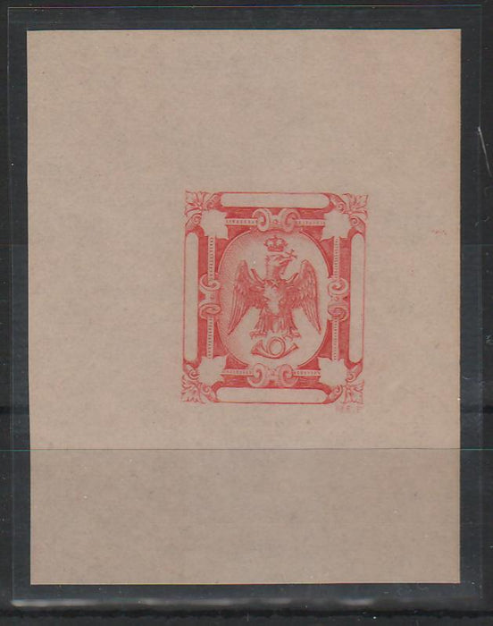 Romania 1862 Principatele Unite ESEU Proba hartie alba fara filigran culoare rosu