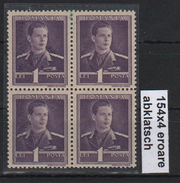 Romania Mihai I uzuale 1L EROARE Abklatsch bloc x4