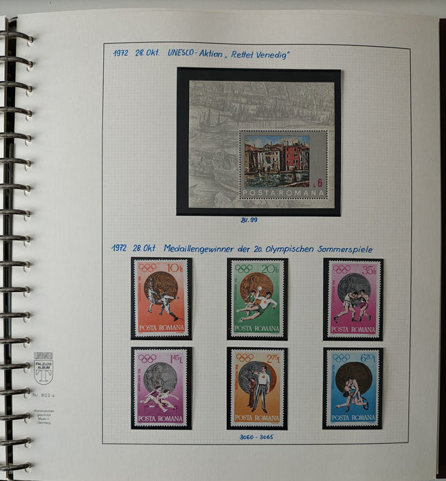 Romania perioada 1968-1975 2 Albume Lindner stare impecabila, prezentare de exceptie