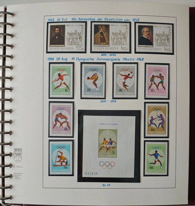 Romania perioada 1968-1975 2 Albume Lindner stare impecabila, prezentare de exceptie