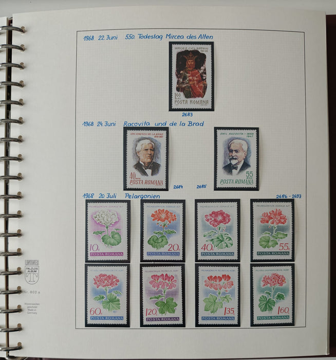 Romania perioada 1968-1975 2 Albume Lindner stare impecabila, prezentare de exceptie