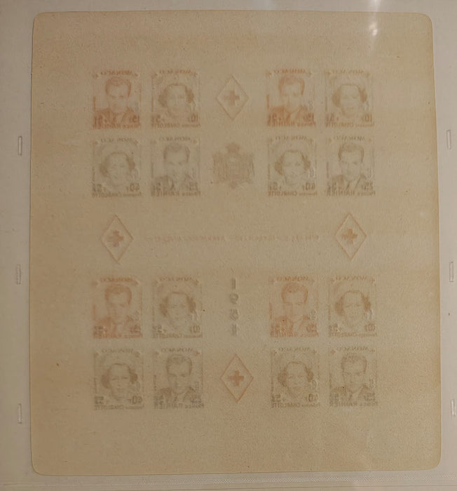 Monaco 1951 Miniature Sheet: Red Cross. Mi.No. 397-400/Miniature sheet 3 with letterpress overprint dantelat si nedantelat (Michel c.v. 800EUR)