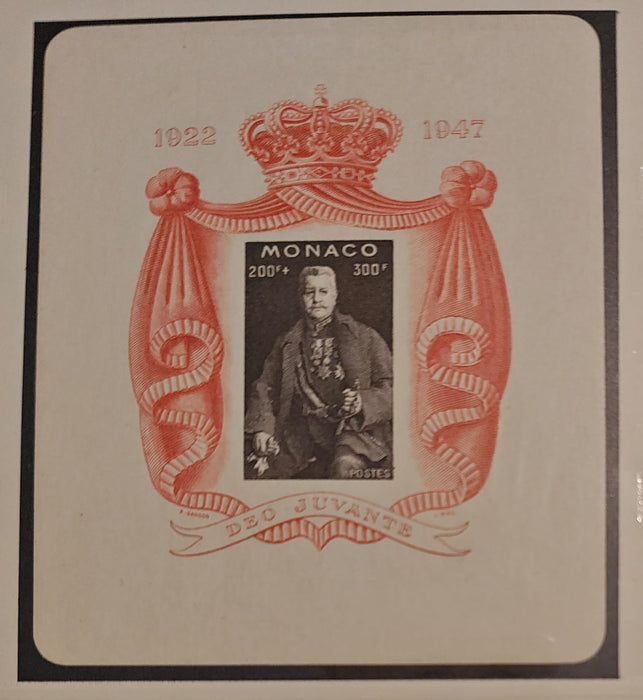 Monaco 1947 Miniature Sheet: 25th Anniversary of the Accession of the Prince