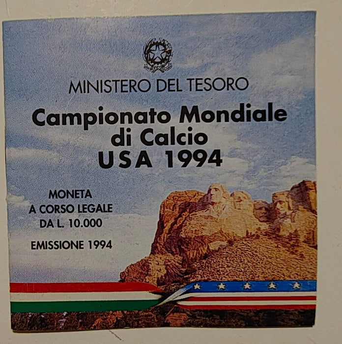 Italia 1994 10000 lire Moneda aniversara FIFA World Cup argint 22g 0,835 (18,37g argint brut) diametru 34mm