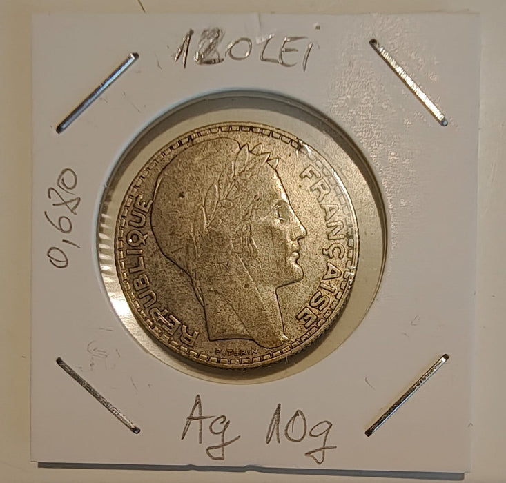 Franta 1934 Moneda 10 francs argint 10g 0,680 (6,8g argint brut) diametru 28mm
