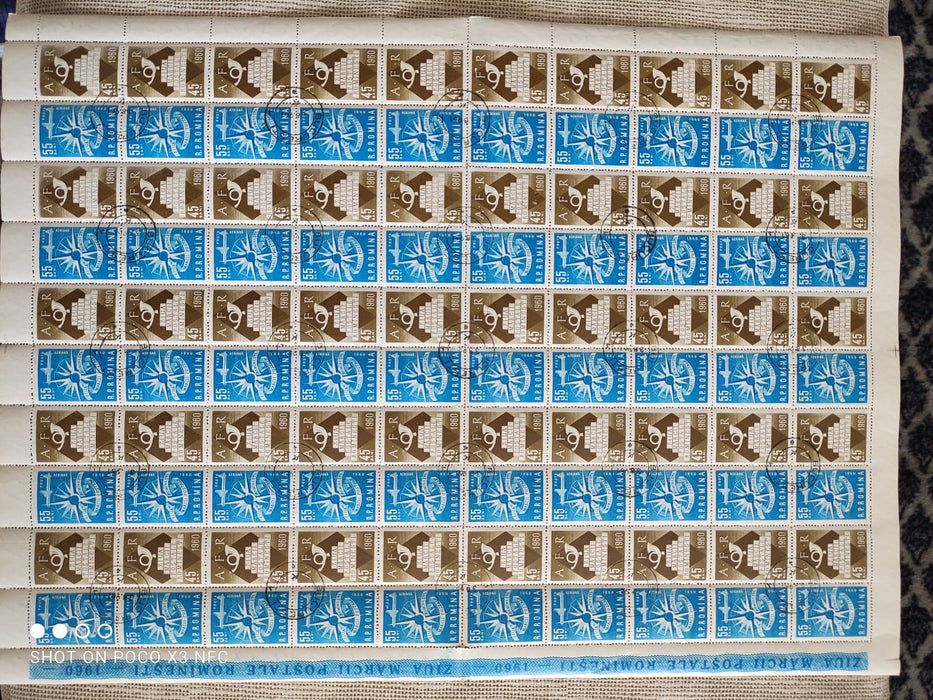 Romania 1960 Ziua marcii postale romanesti - coala intreaga stampilata (TIP C)