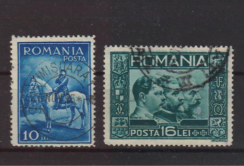 Romania 1932 Carol II calare + Efigia trei regi (TIP A)