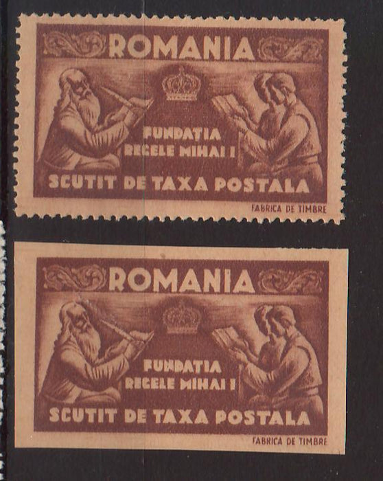 Romania 1947 Mihai I Fundatia Scutit de taxa hartie gri (TIP A)