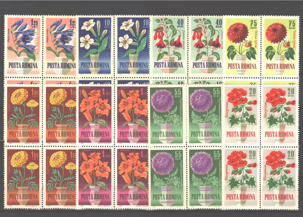 Romania 1964 Flori de gradina bloc x4 (TIP B)
