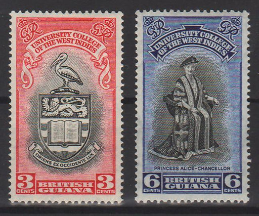 British Guiana 1951 University Issue Scott #250-251 c.v. 0.80$ - (TIP A) in Stamps Mall