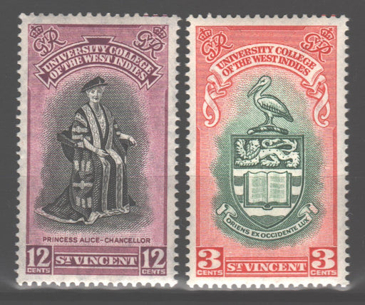 St. Vincent 1951 University Issue Scott #174-175 c.v. 1.00$ - (TIP A)-Stamps Mall