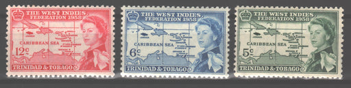 Trinidad & Tobago 1958 West Indies Issue Scott #86-88 c.v. 0.80$ - (TIP A)-Stamps Mall