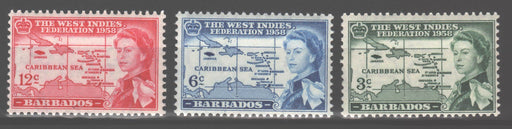 Barbados 1958 West Indies Issue Scott #248-250 c.v. 1.70$ - (TIP A) in Stamps Mall