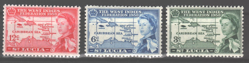 St. Lucia 1958 West Indies Issue Scott #170-172 c.v. 2.3$ - (TIP A)-Stamps Mall