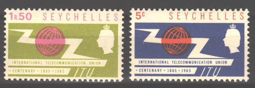 Seychelles 1965 ITU Issue Scott #218-219 c.v. 0.95$ - (TIP A)-Stamps Mall