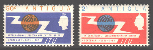 Antigua 1965 ITU Issue Scott #153-154 c.v. 1.65$ - (TIP A) in Stamps Mall