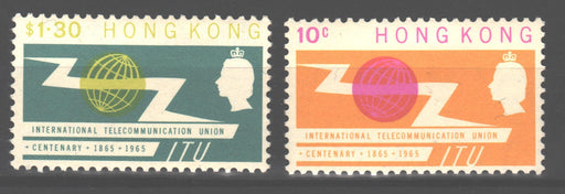 Hong Kong 1965 ITU Issue Scott # 221-222 c.v. 32$ - (TIP C) in Stamps Mall