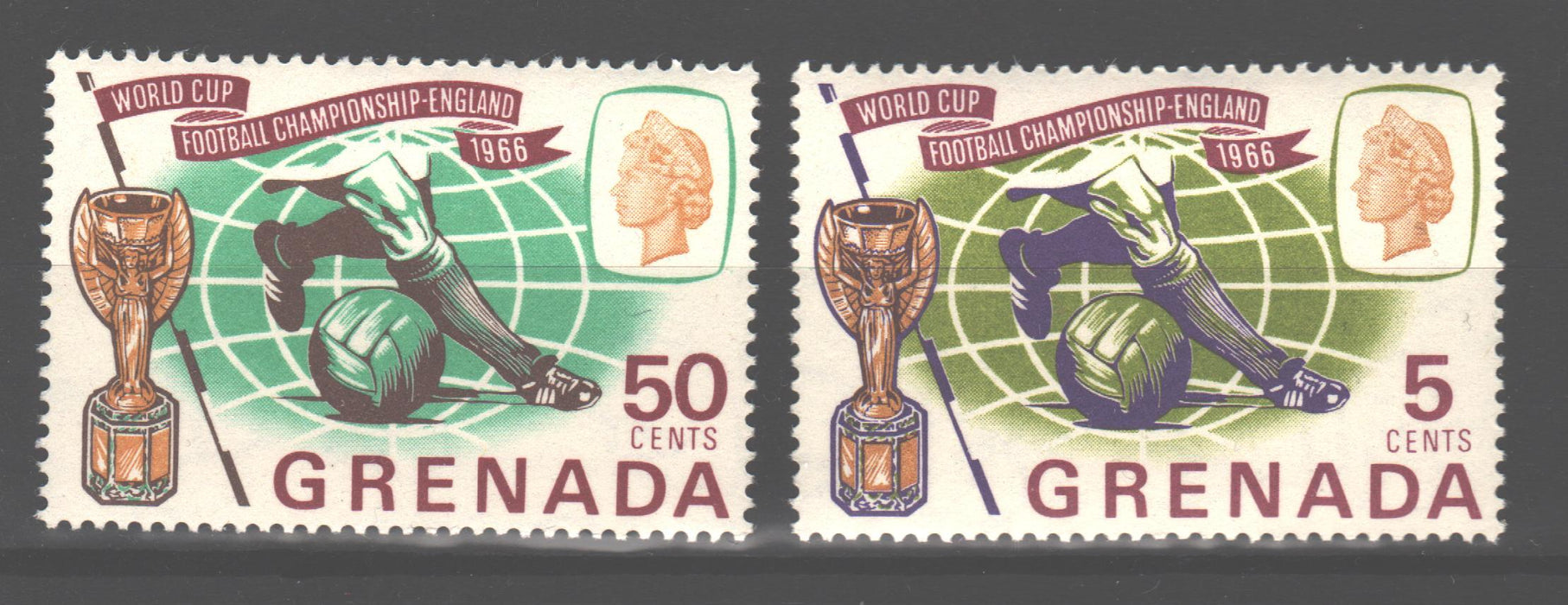 Grenada 1966 World Cup Soccer Issue Scott #230-231 c.v. 0.65$ - (TIP A) in Stamps Mall